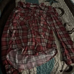 Red Plaid Button-Up Shirt